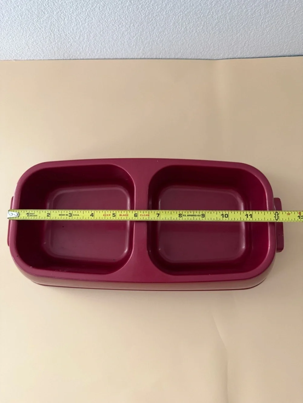Double Feeding Bowl - Burgundy Plastic Pet Dishes